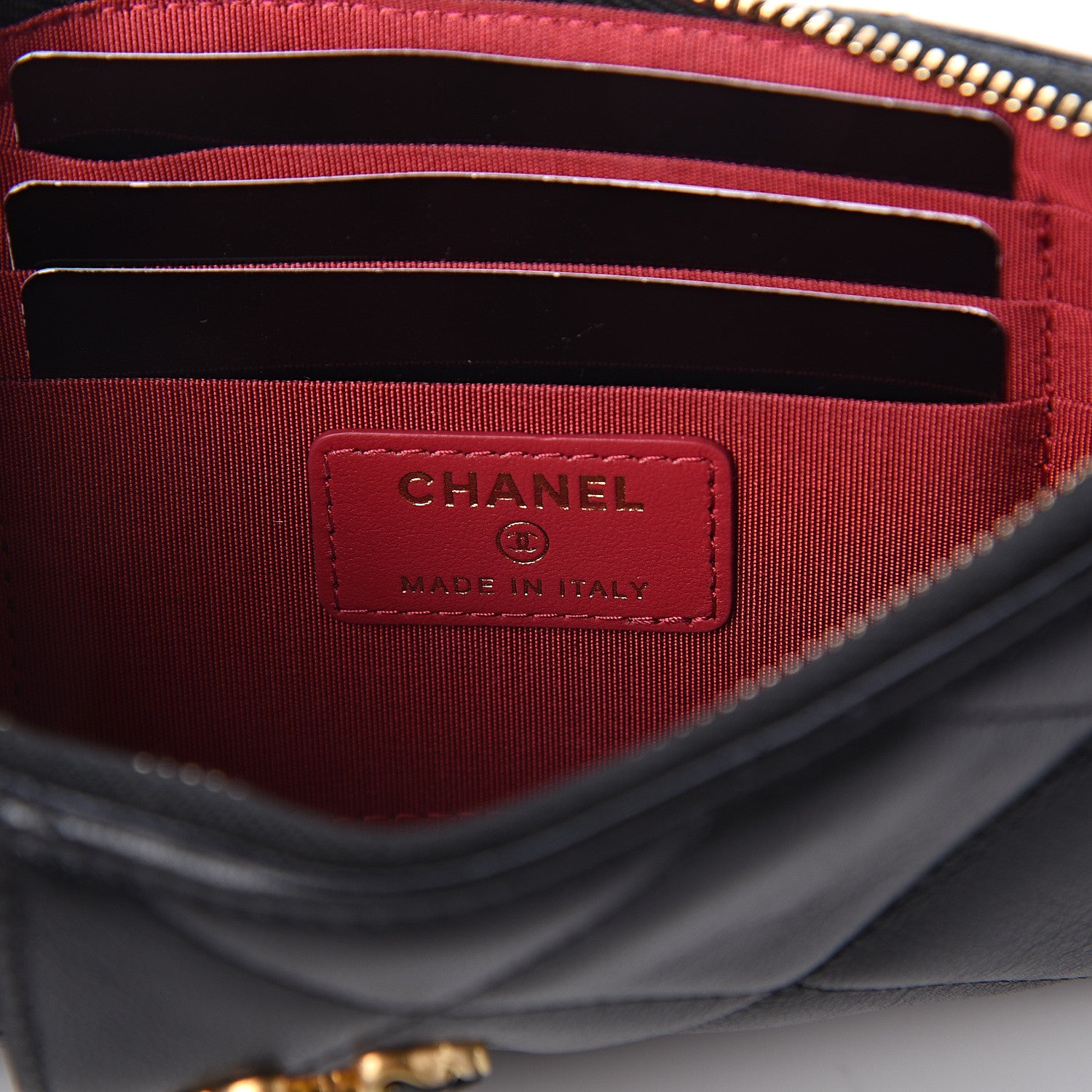 Chanel Goatskin Quilted 19 Flat Wallet Pouch Black 5 of 6