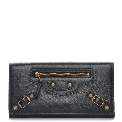 Balenciaga Agneau Giant 12 Rose Gold Hardware Money Wallet Black 1 of 6