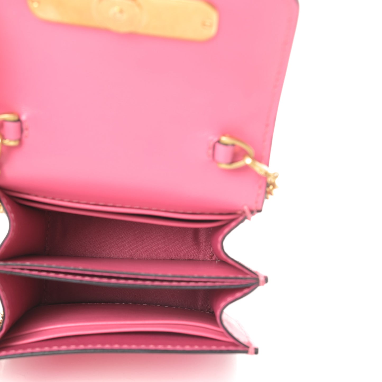 Smooth Calfskin Vlogo Compact Wallet with Chain Feminine Pink