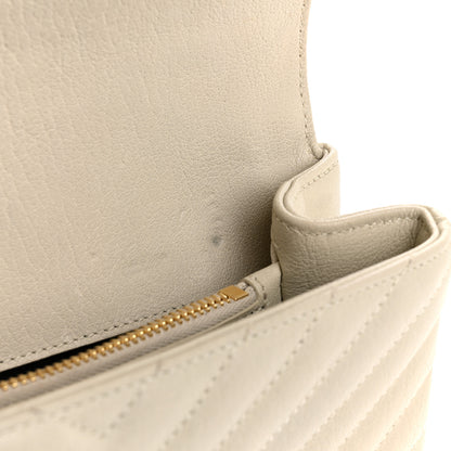Saint Laurent Sheepskin Matelasse Chevron Monogram Medium College Bag Crema Soft 17 of 19