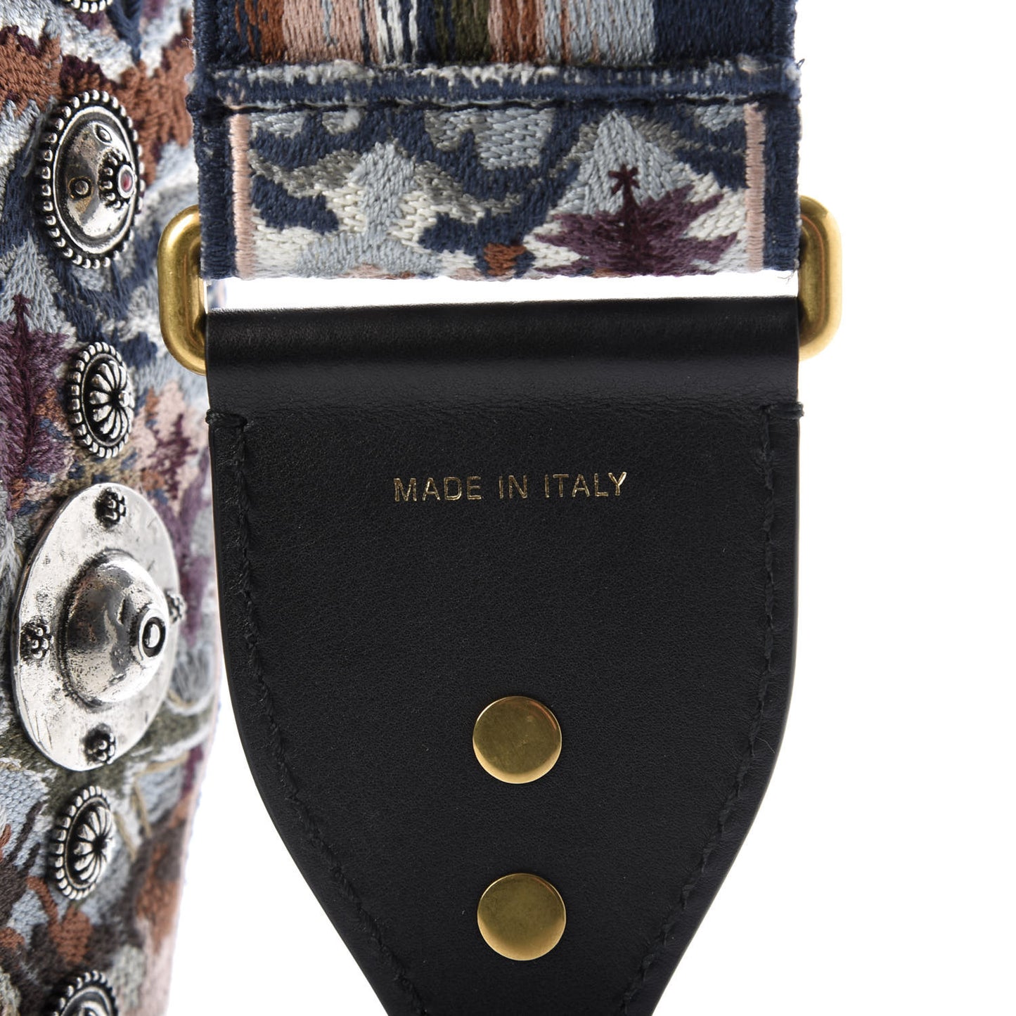 Canvas Embroidered Studded KaleiDiorscopic Shoulder Strap Multicolor