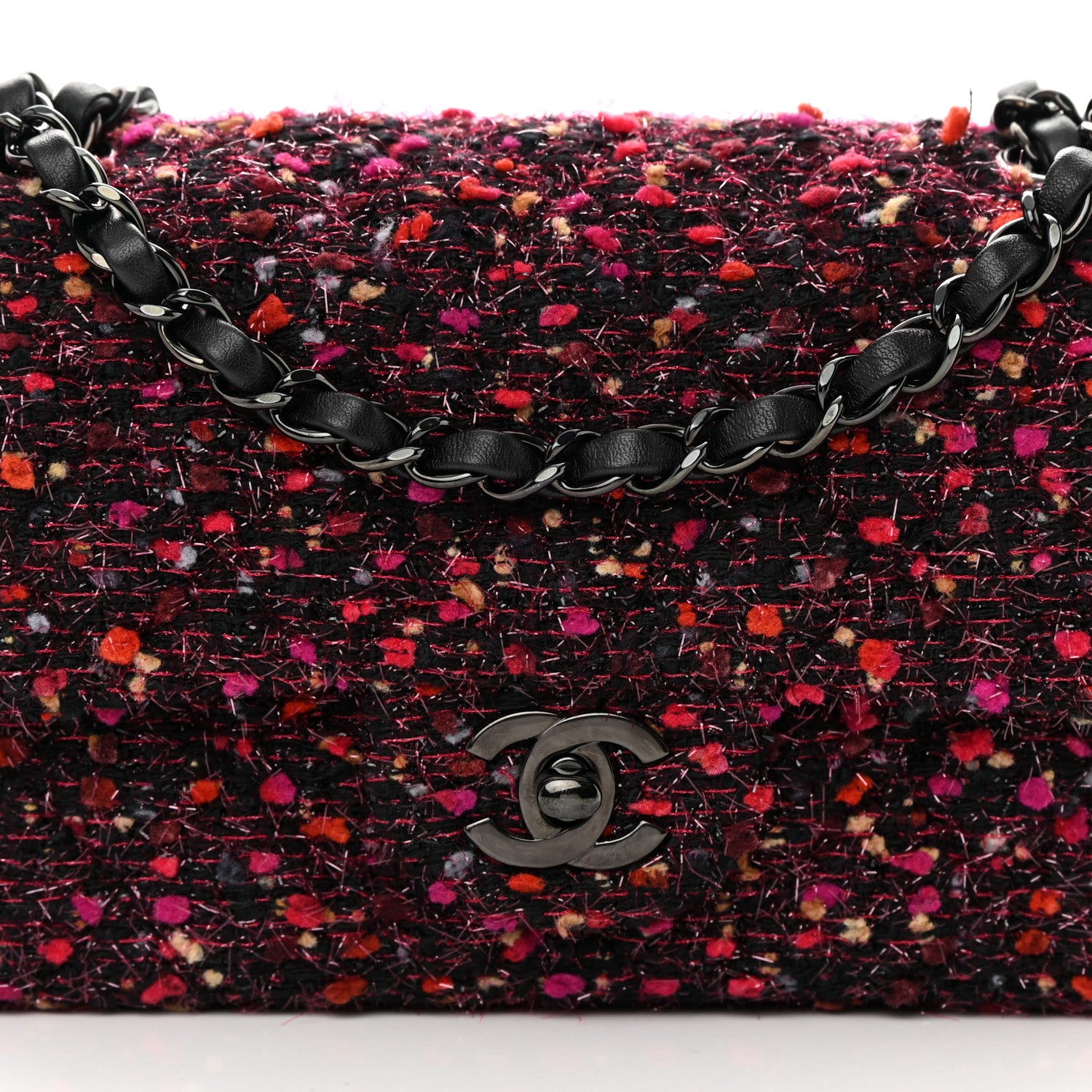 Chanel Tweed Quilted Mini Rectangular Flap Pink Multicolor 7 of 11