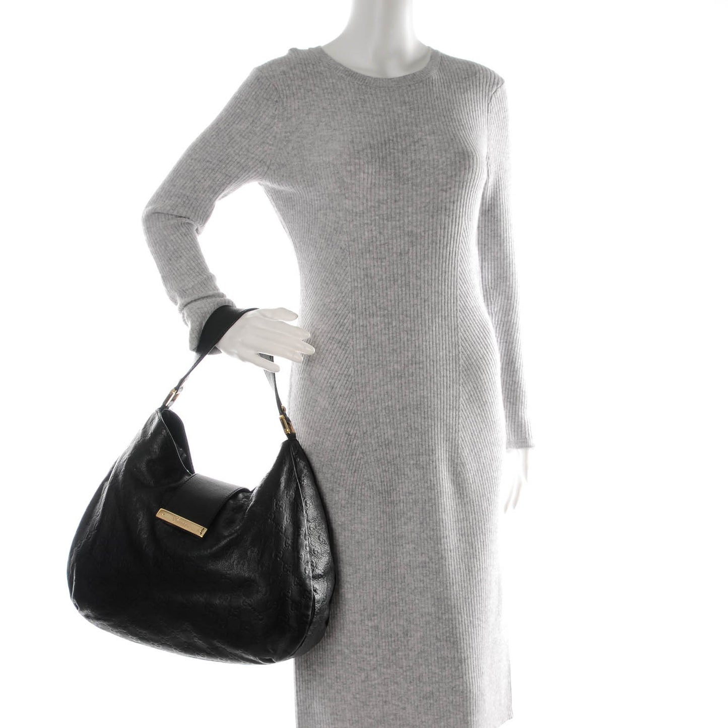 Guccissima Large New Ladies Web Hobo Black
