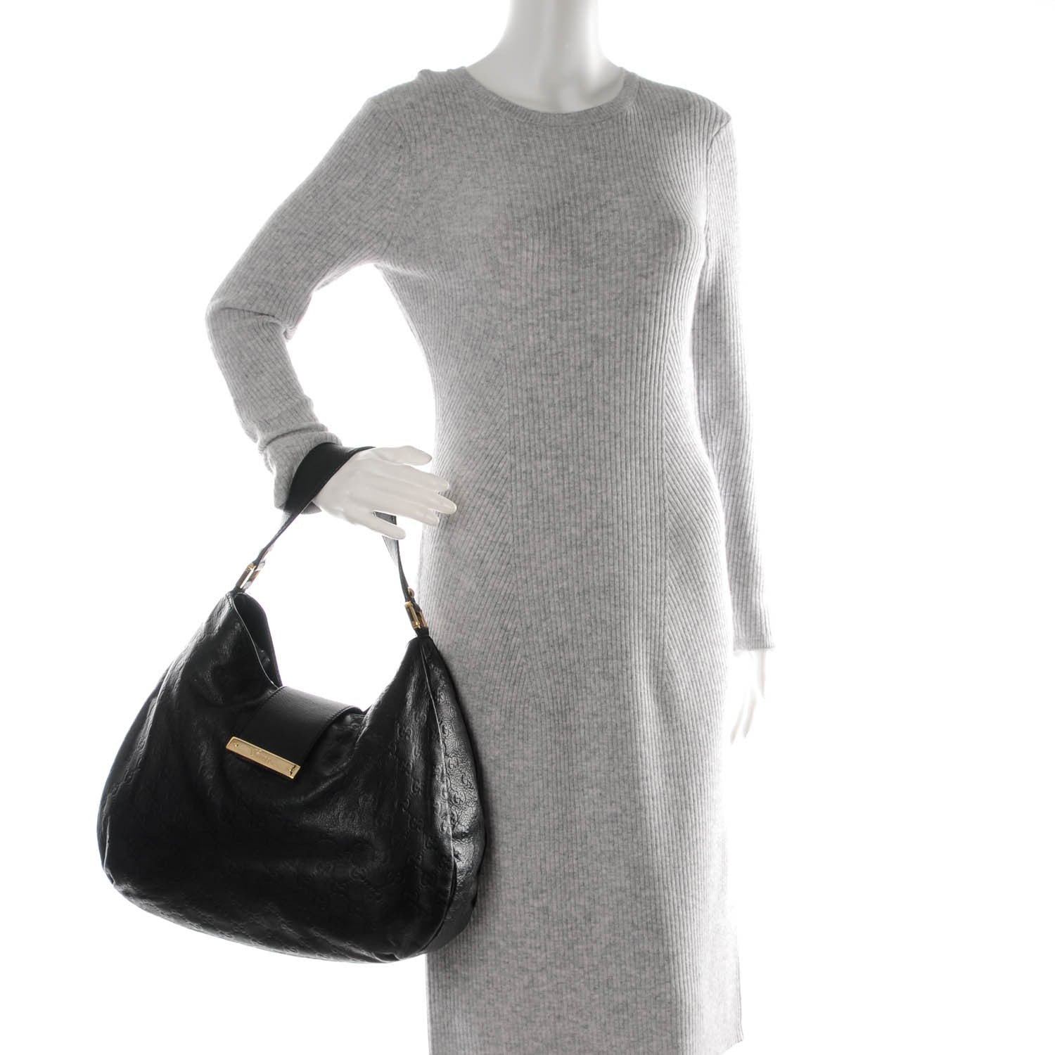 Gucci Guccissima Large New Ladies Web Hobo Black 2 of 7