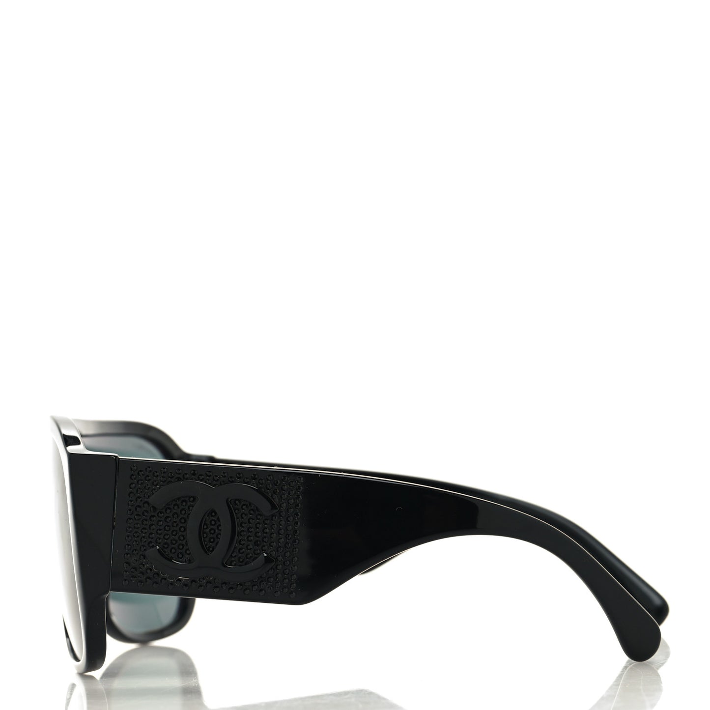 Acetate Crystal CC Shield Sunglasses 5466-B-A Black