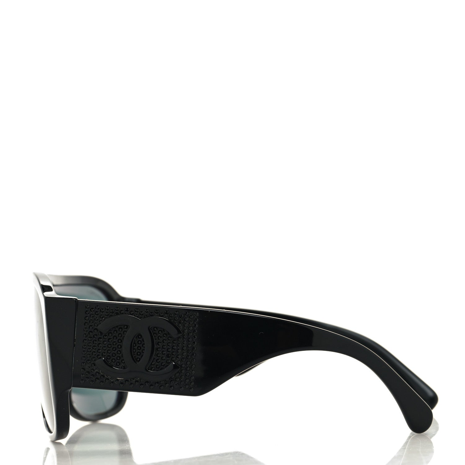 Chanel Acetate Crystal CC Shield Sunglasses 5466-B-A Black 3 of 8