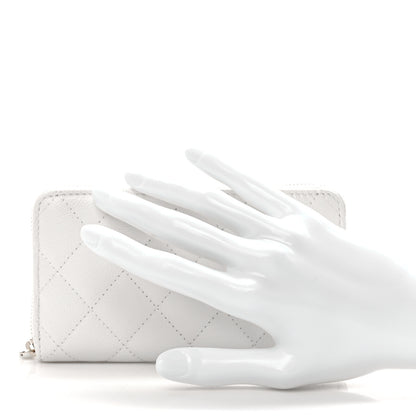 Chanel Caviar Quilted Medium Zip Around Wallet White 1 of 10