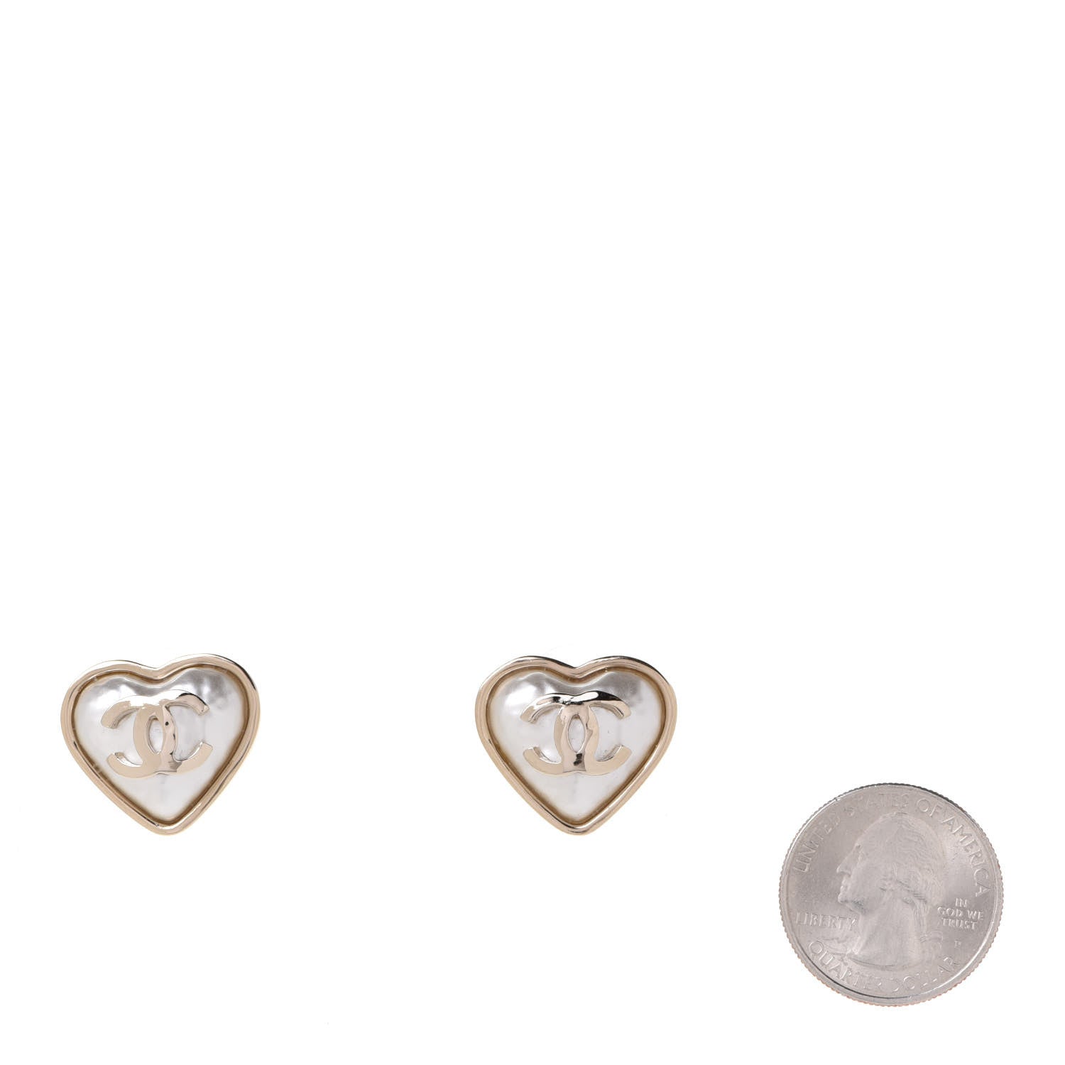 Chanel Pearl CC Heart Earrings Gold 2 of 5