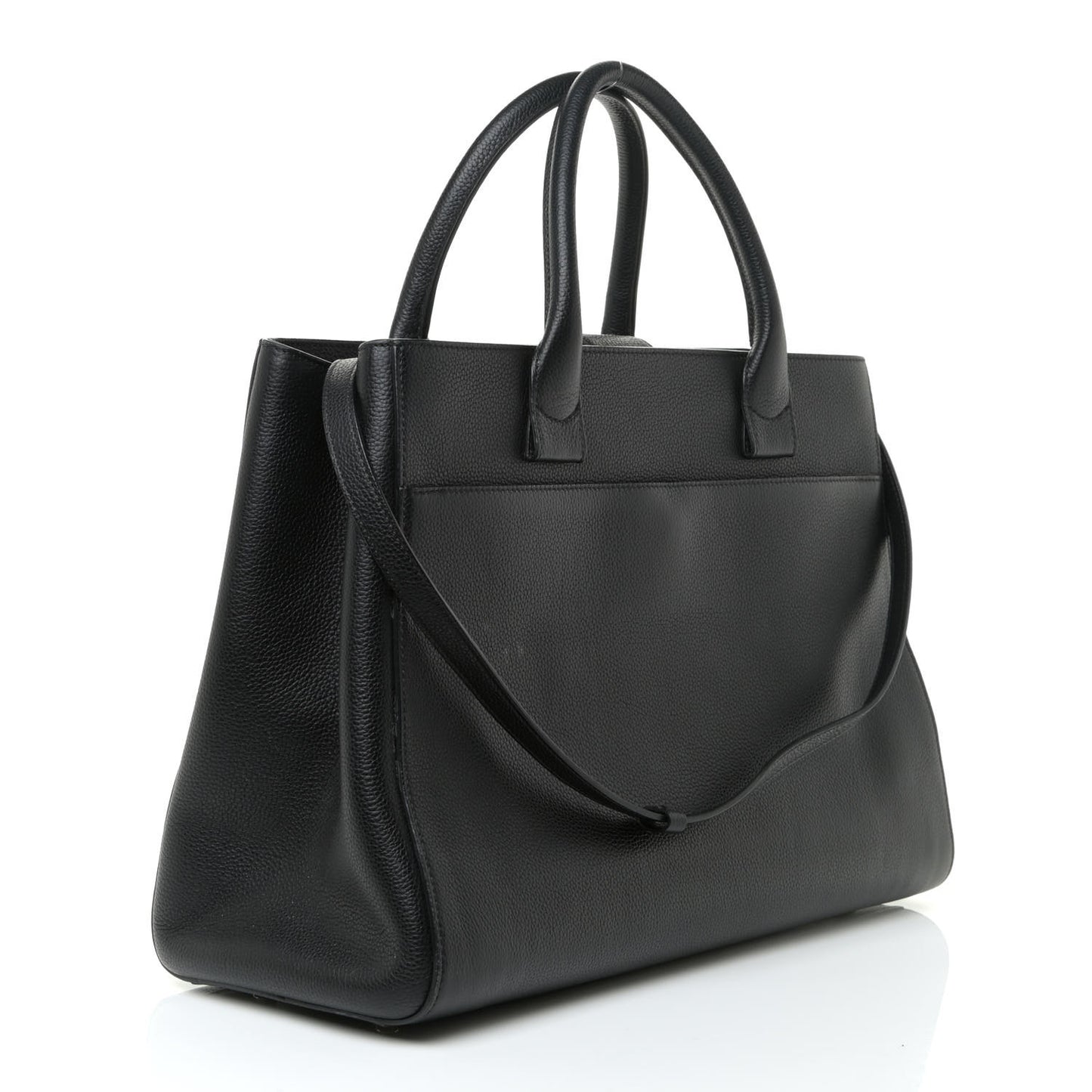 Grained Calfskin Medium Neo Executive Shopper Tote Black