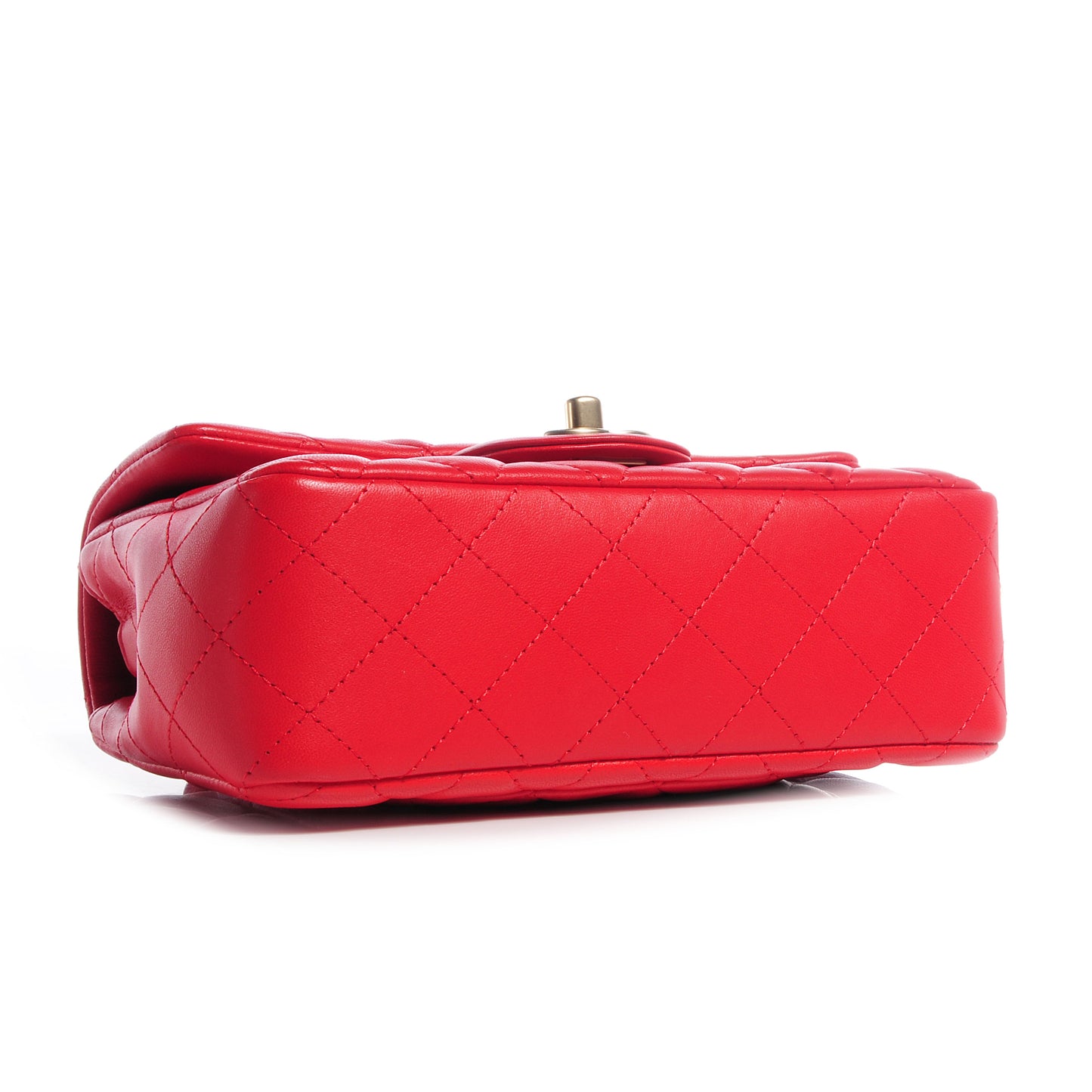 Lambskin Quilted Mini Rectangular Flap Red