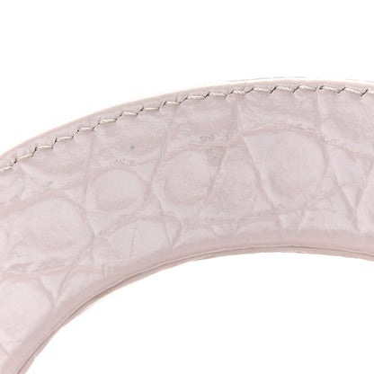 Christian Dior Calfskin Crocodile Embossed Beaded Floral Embroidered Mini Lady Dior Light Pink Multicolor 7 of 9