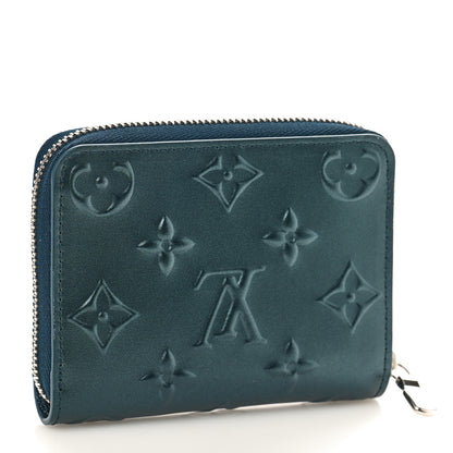 Louis Vuitton Calfskin Debossed Monogram Zippy Coin Purse Blue 3 of 8