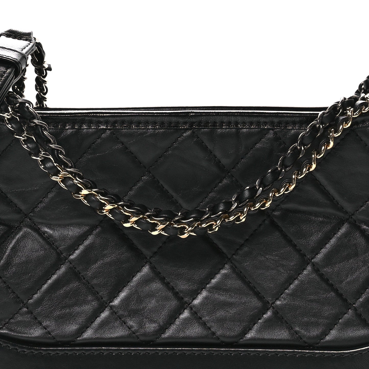 Aged Calfskin Quilted New Medium Gabrielle Hobo Black