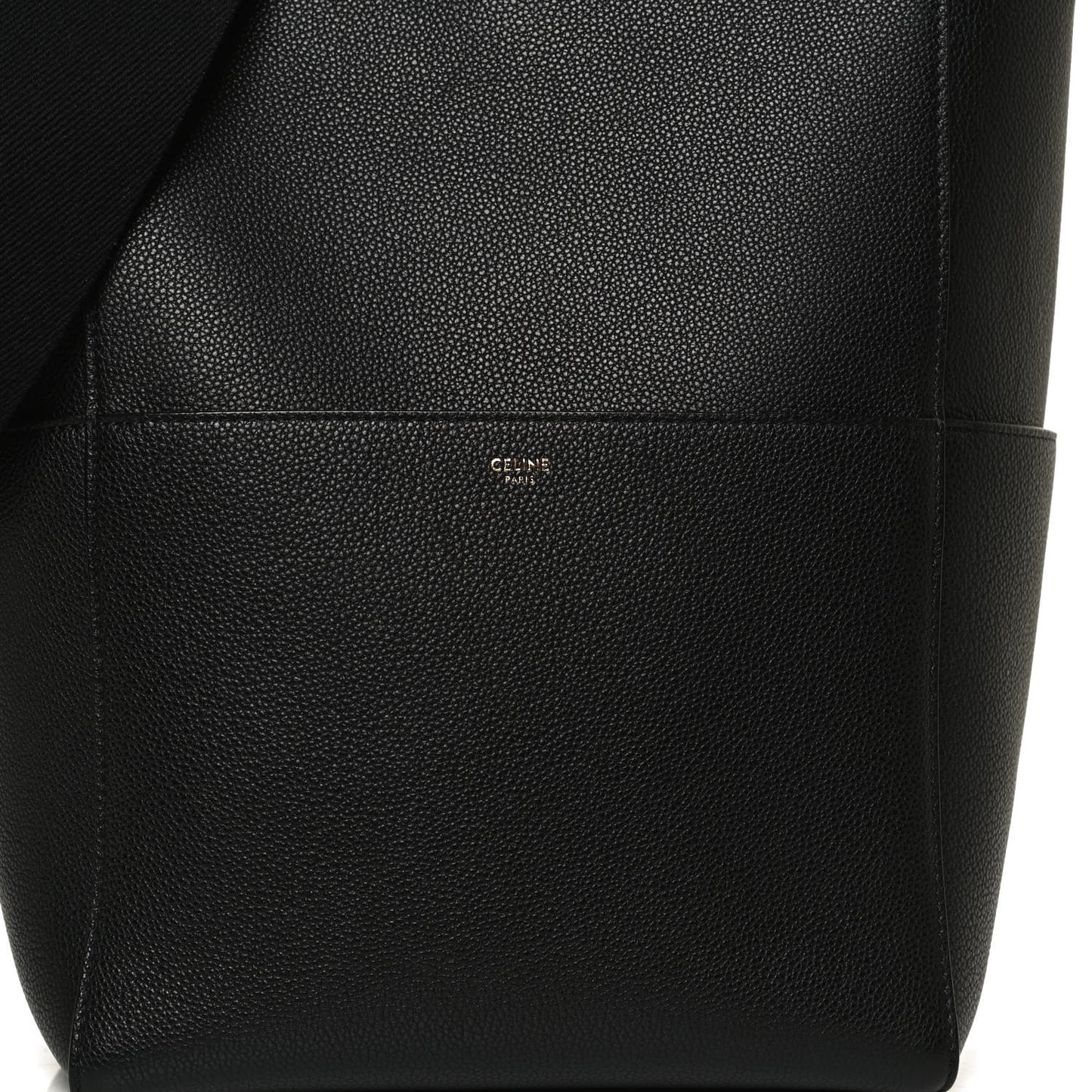 Soft Grained Calfskin Sangle Bucket Bag Black