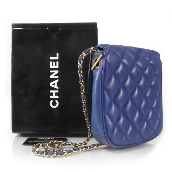 Chanel Vintage Lambskin Quilted Mini Flap Royal Blue 3 of 7