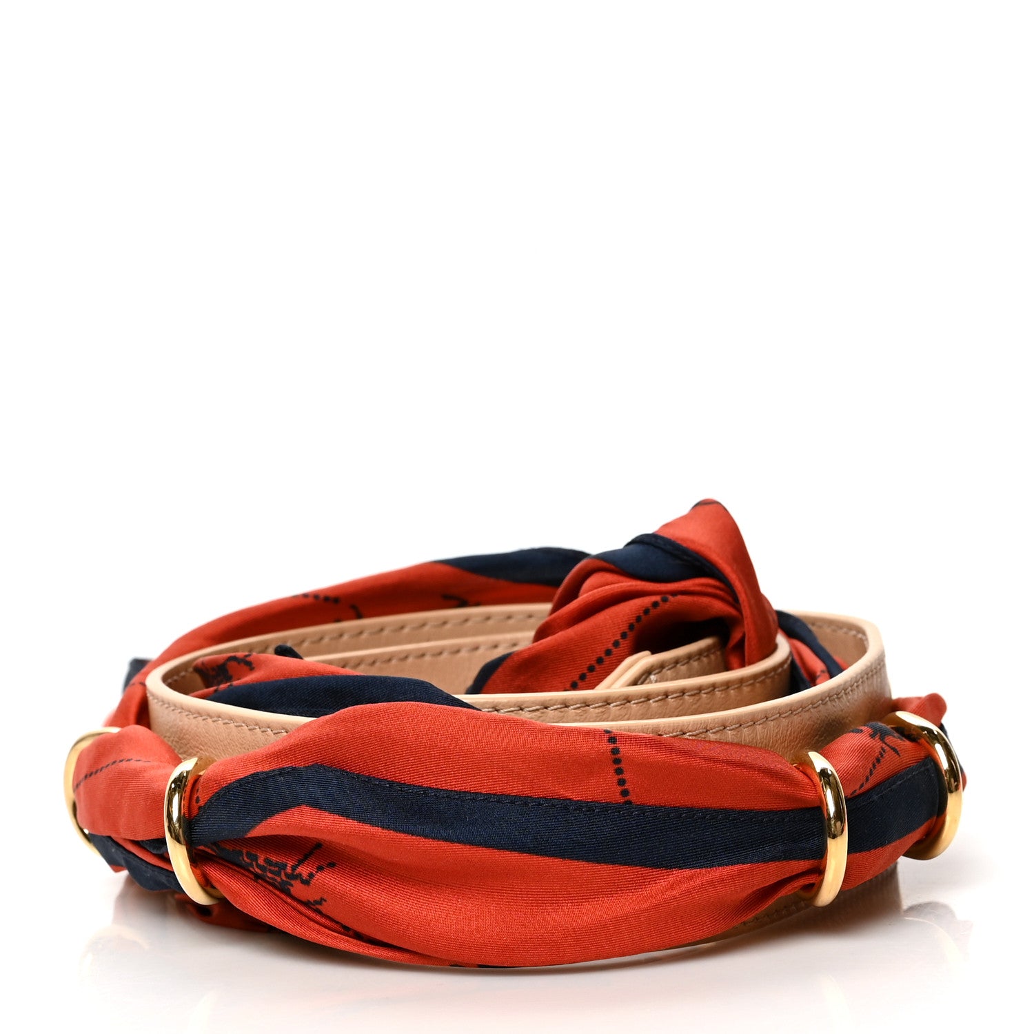 Chloe Calfskin Silk Little Horses Scarf Strap Earthy Red 2 of 4