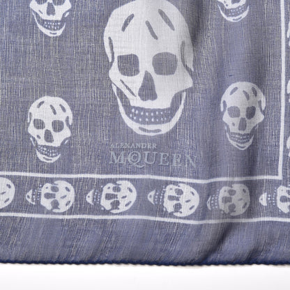 Alexander McQueen Modal Silk Skull Scarf Navy 4 of 5