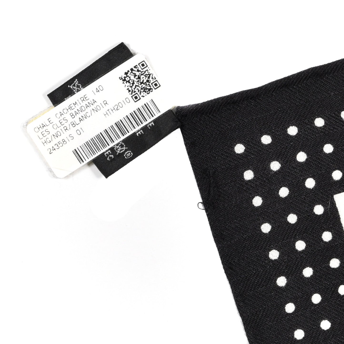 Cashmere Silk Les Cles Bandana Shawl 140 Black White
