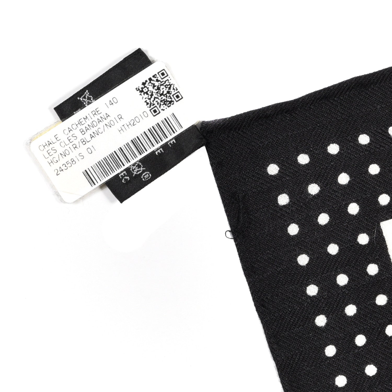Hermes Cashmere Silk Les Cles Bandana Shawl 140 Black White 6 of 6
