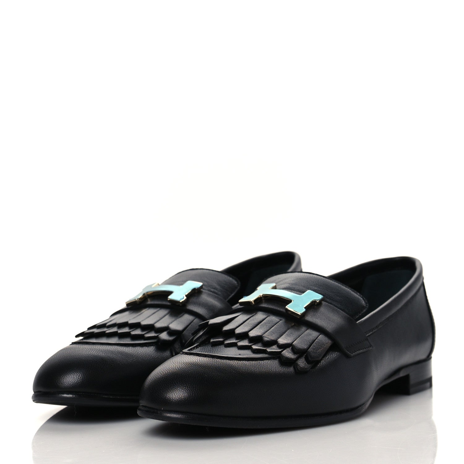 Hermes Goatskin Womens Royal Loafers 36.5 Black 3 of 9
