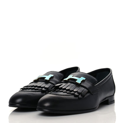 Hermes Goatskin Womens Royal Loafers 36.5 Black 3 of 9