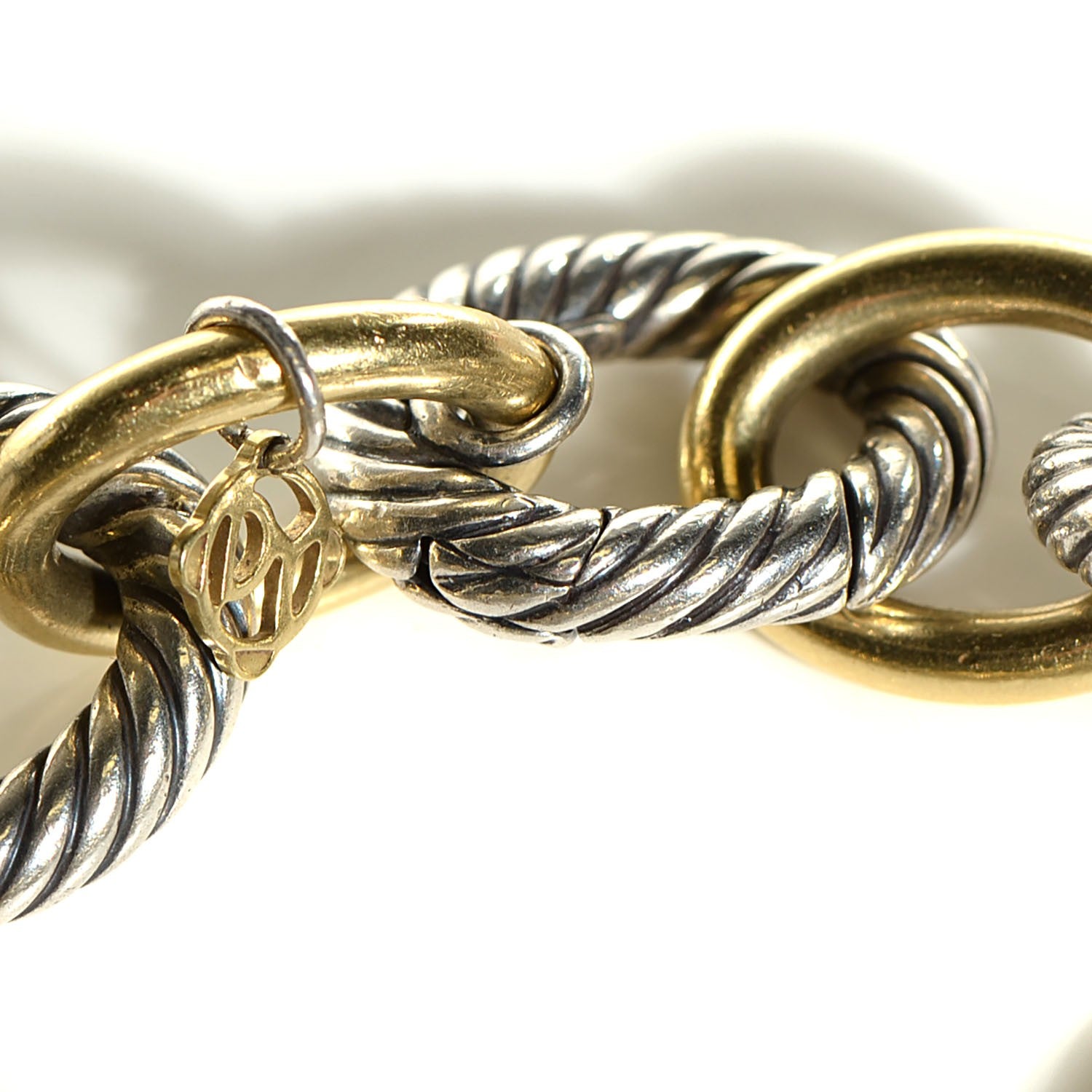 David Yurman Sterling Silver 18K Yellow Gold 17mm Extra Large Oval Link Bracelet 9 of 9