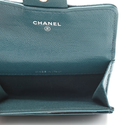 Chanel Caviar Quilted Flap Card Holder Wallet Turquoise 5 of 9