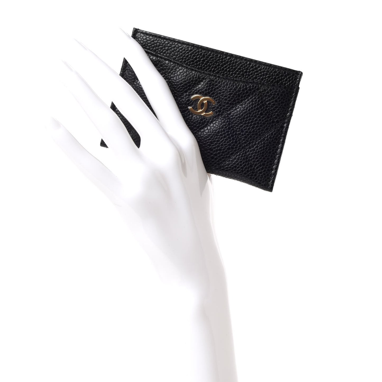 Caviar Quilted Card Holder Black