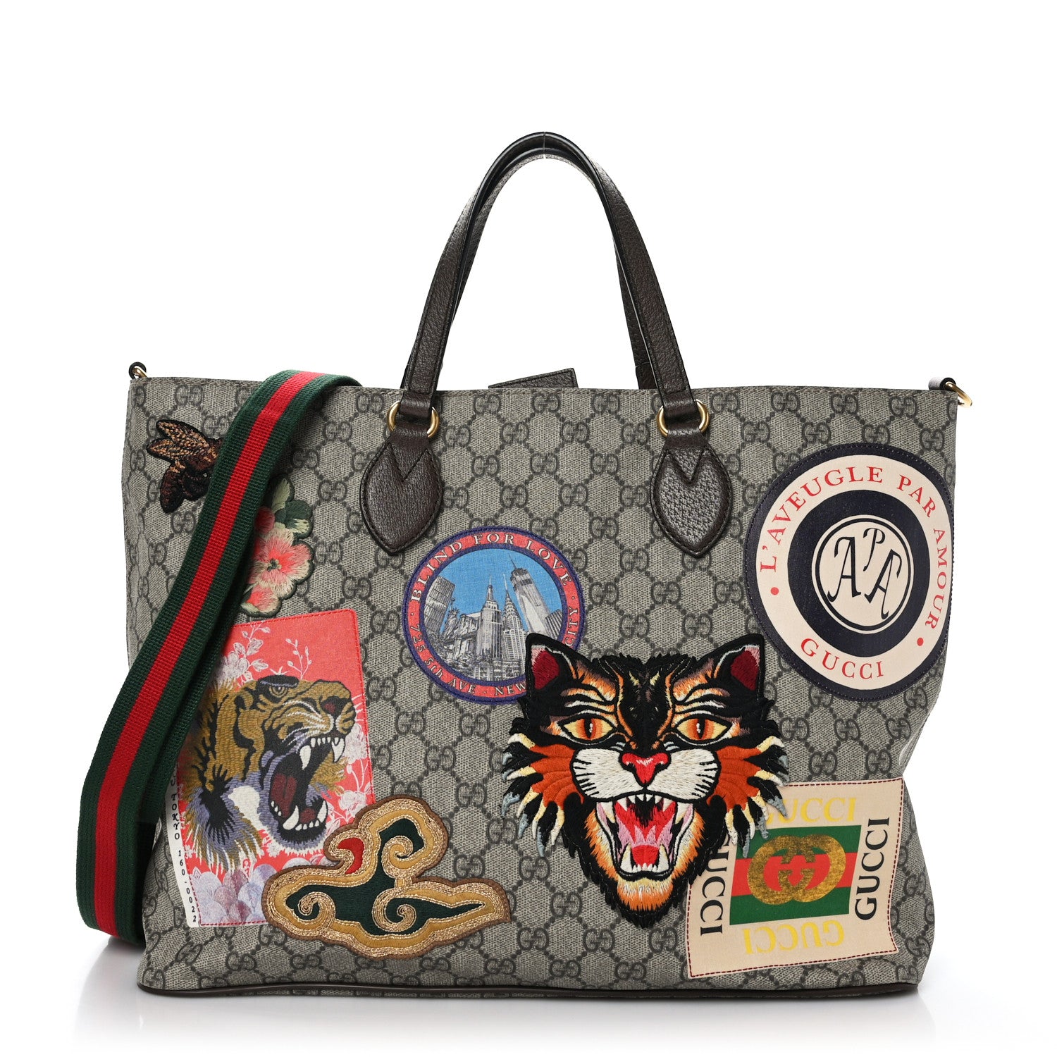 Gucci Soft GG Supreme Monogram Courrier Medium Crossbody Tote Beige New Acero 1 of 9