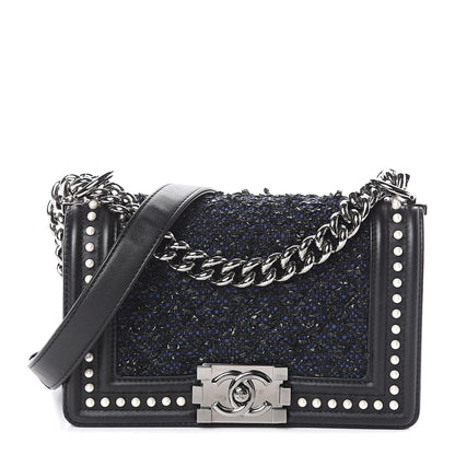 Chanel Calfskin Pearl Tweed Small Boy Flap Black 1 of 8