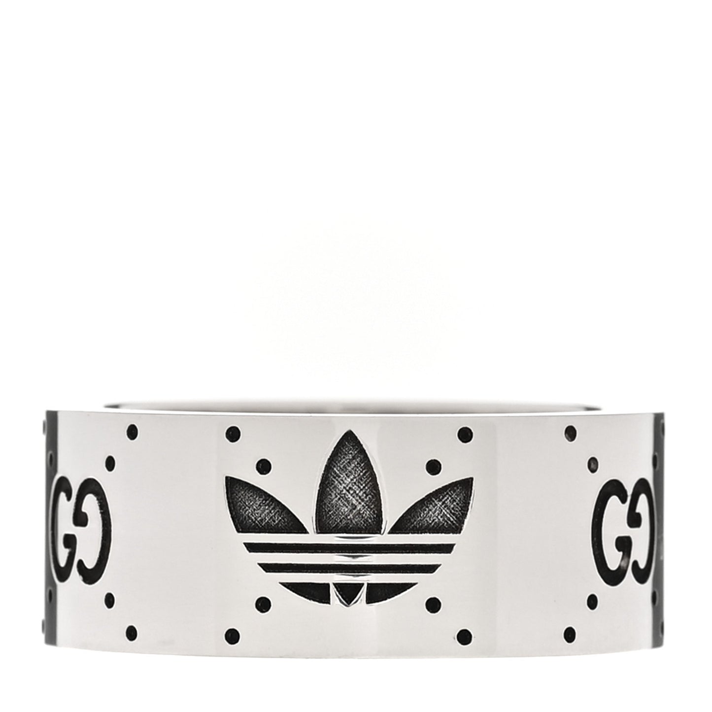 X ADIDAS Sterling Silver Trefoil GG Monogram Band Ring 53 6.5