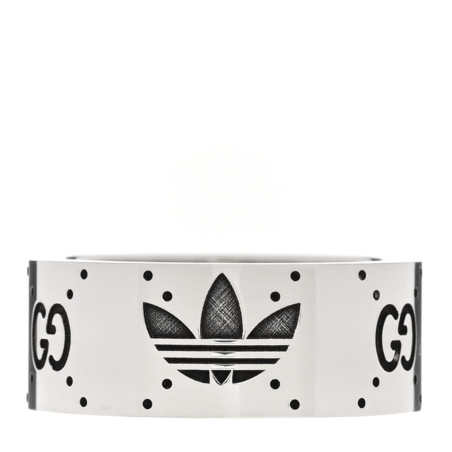 Gucci X ADIDAS Sterling Silver Trefoil GG Monogram Band Ring 53 6.5 1 of 7