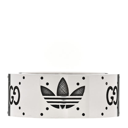 Gucci X ADIDAS Sterling Silver Trefoil GG Monogram Band Ring 53 6.5 1 of 7
