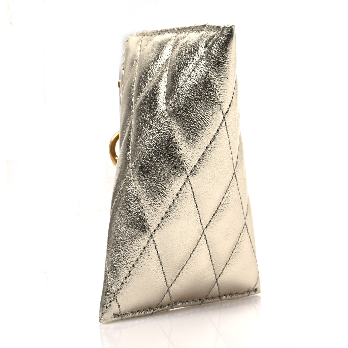 Metallic Calfskin Berlingo Bag Charm Platino