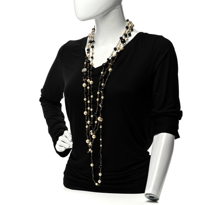 Chanel Pearl CC 100th Anniversary Coco Charm Necklace Black Beige Gold 2 of 7