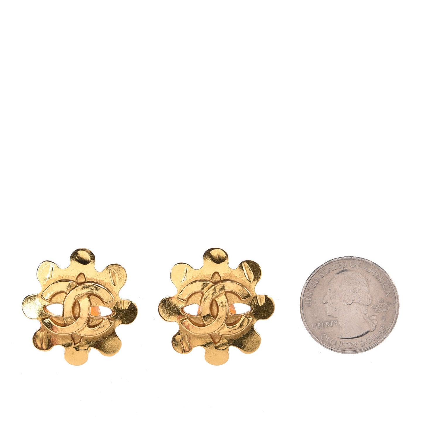 CC Flower Clip On Earrings Gold
