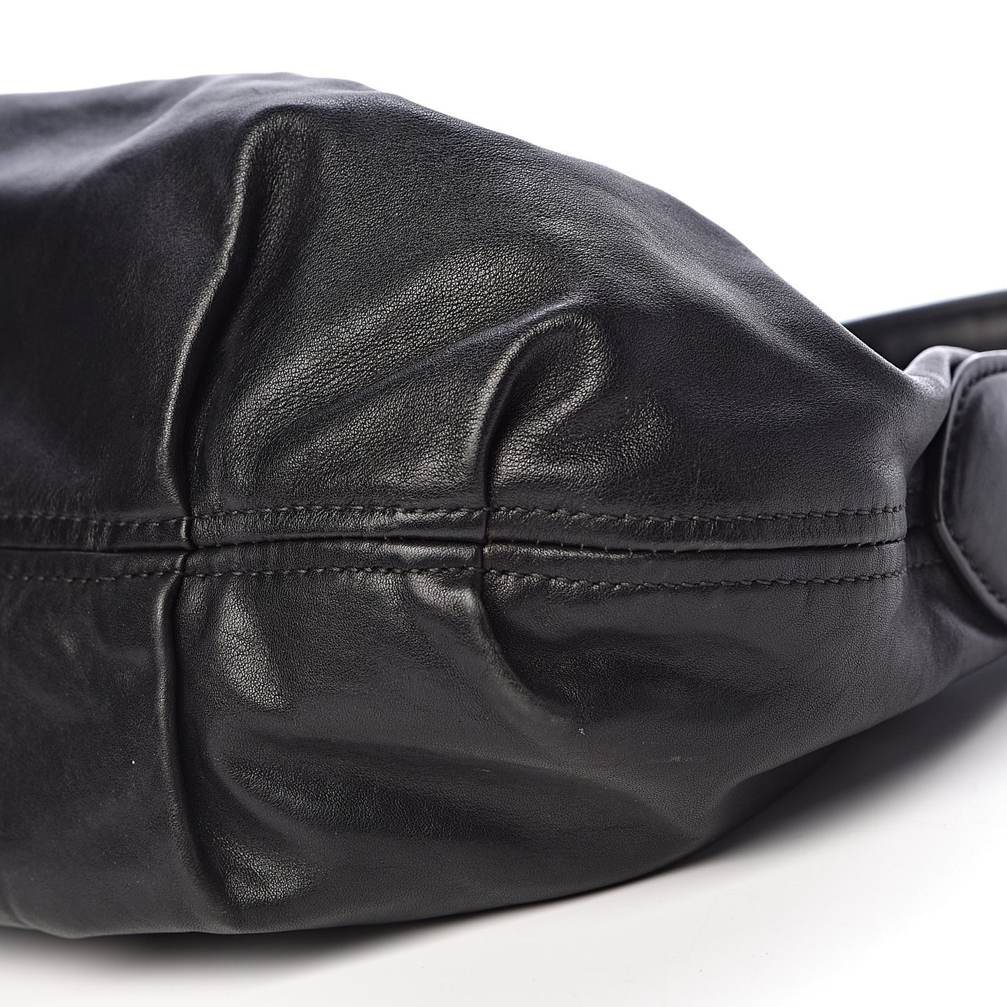 Soft Calfskin Pleated Hobo Black
