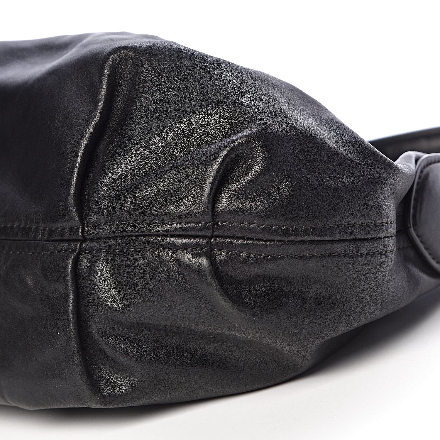 Prada Soft Calfskin Pleated Hobo Black 11 of 16