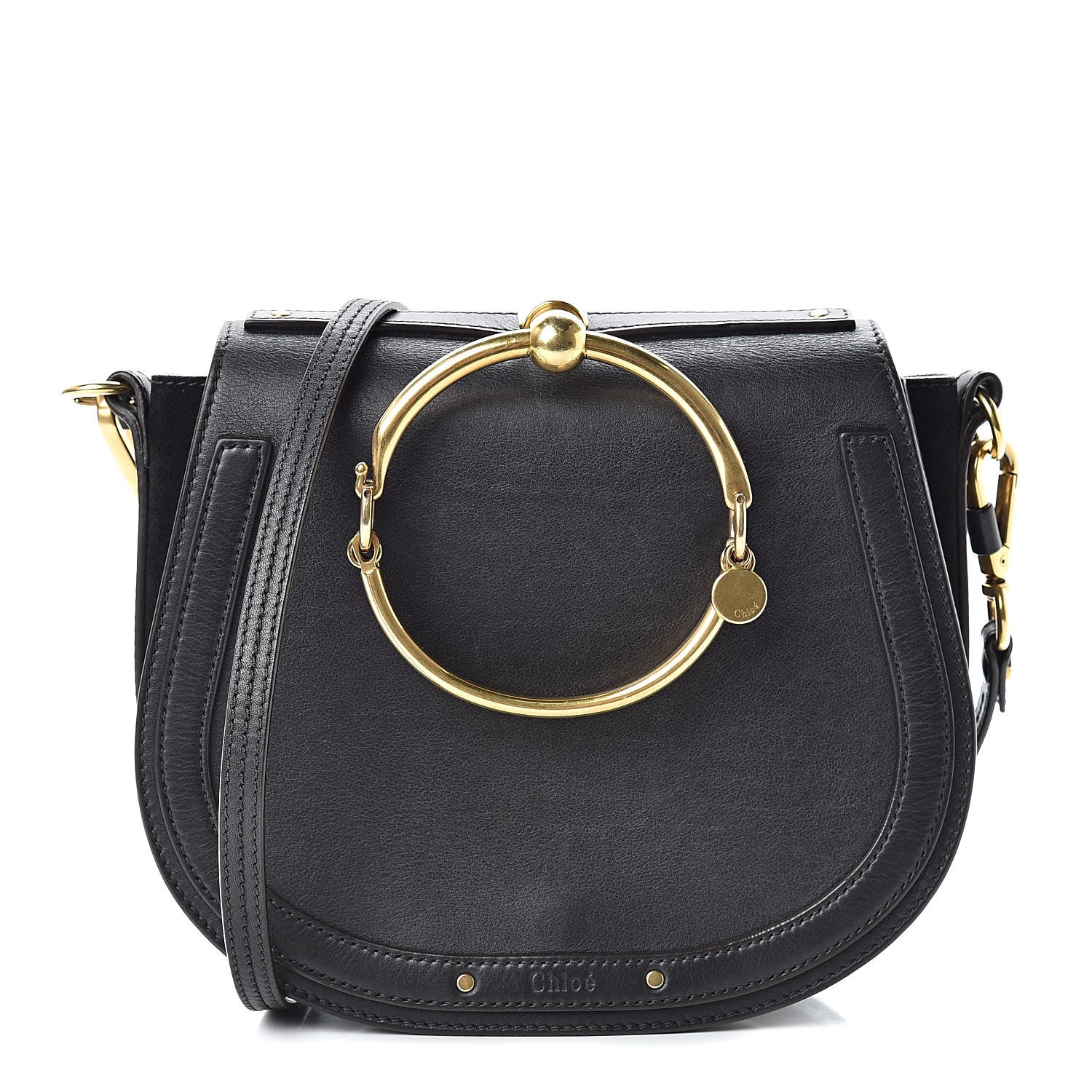 Chloe Calfskin Suede Medium Nile Bracelet Bag Black 1 of 16