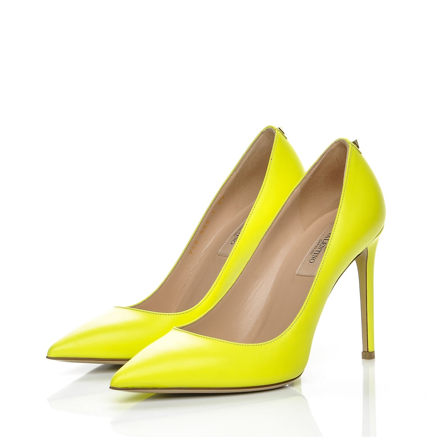 Valentino Garavani Matte Calfskin Rockstud New Plain 100mm Pumps 37 Yellow 3 of 13