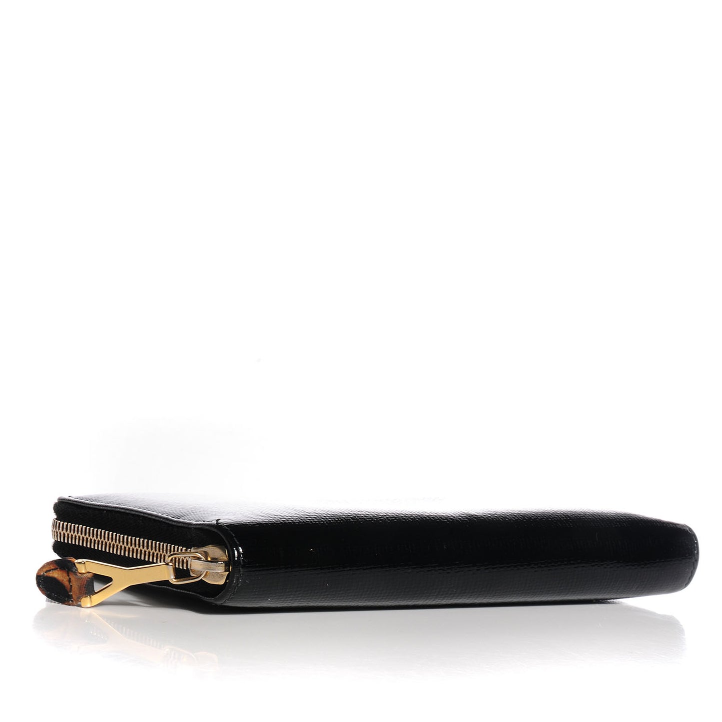 Patent Textured Leopard ChYc Zip Around Wallet Black