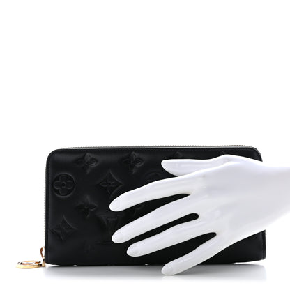 Louis Vuitton Lambskin Embossed Monogram Coussin Zippy Wallet Black 2 of 8