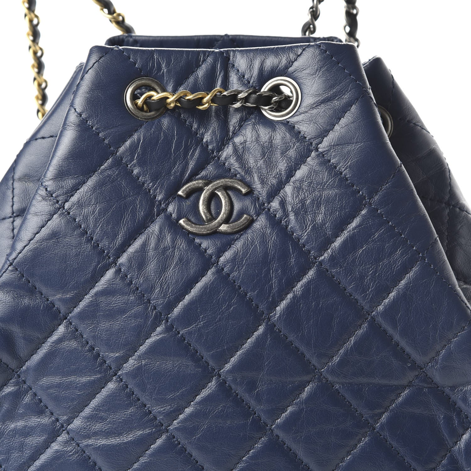 Chanel Aged Calfskin Quilted Gabrielle Backpack Navy Black 9 of 9