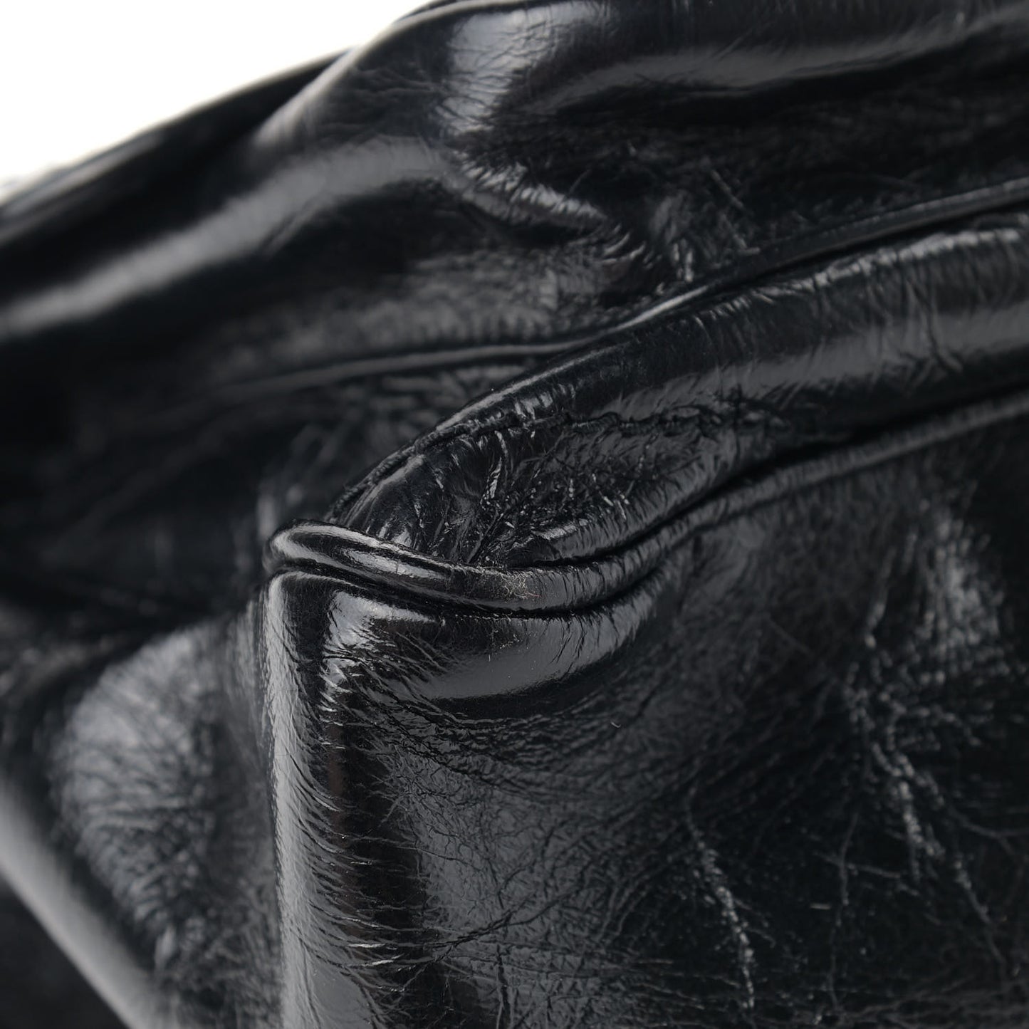 Crinkled Calfskin Matelasse Monogram Medium Niki Chain Satchel Black