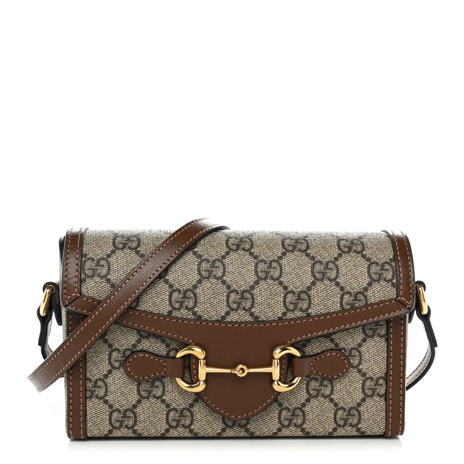 Gucci GG Supreme Monogram Mini Horsebit 1955 Shoulder Bag Beige Brown Sugar 1 of 11