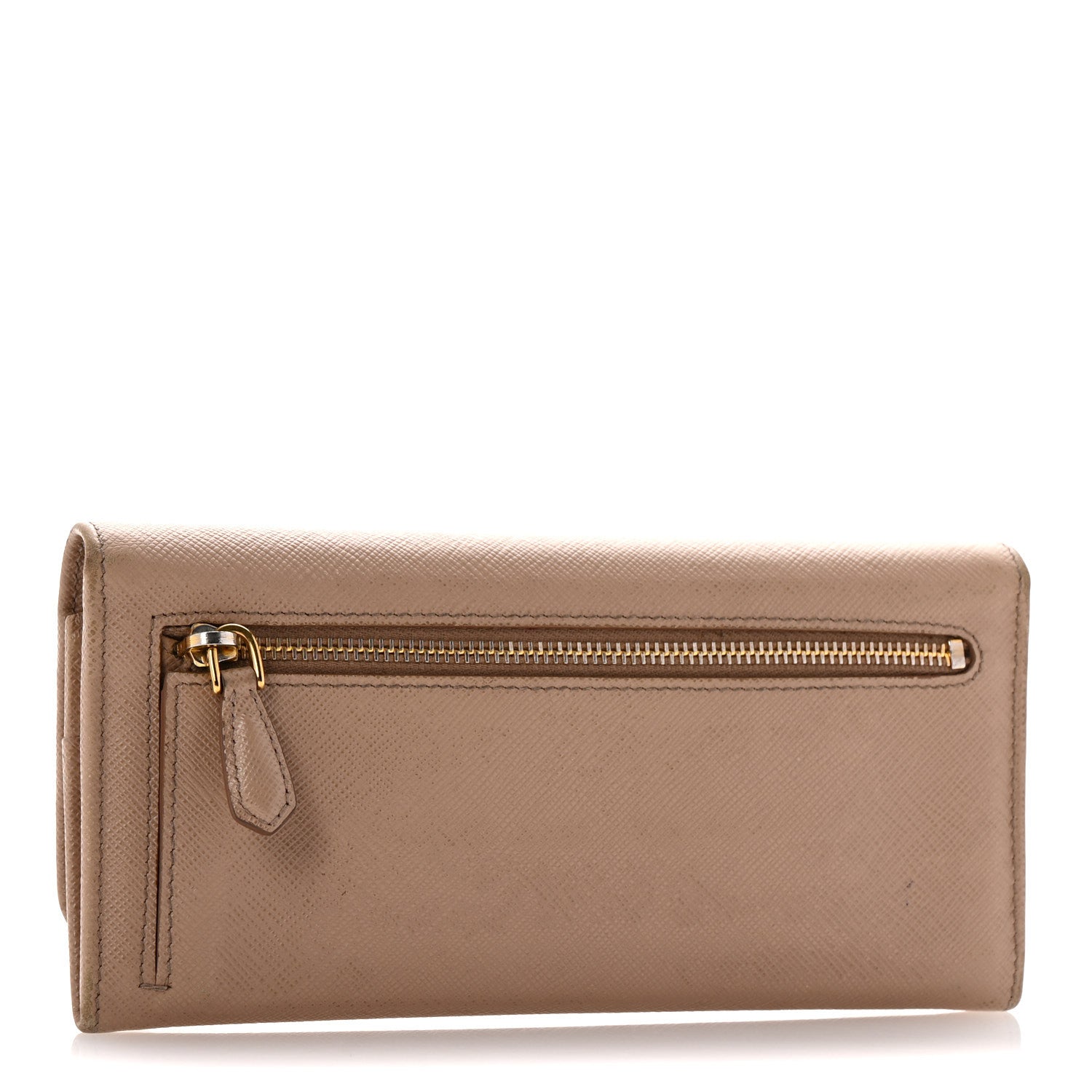 Prada Saffiano Bi-Color Metal Continental Flap Travel Wallet Cammeo Orchidea 4 of 12