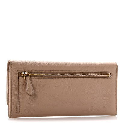 Prada Saffiano Bi-Color Metal Continental Flap Travel Wallet Cammeo Orchidea 4 of 12
