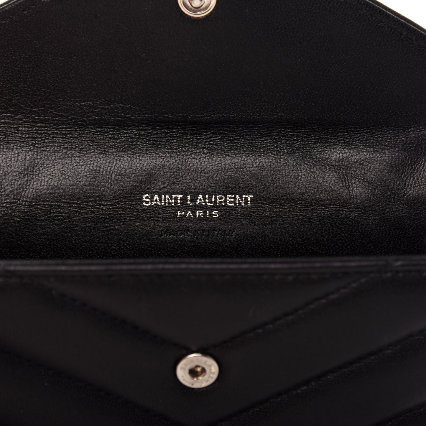 Lambskin Y Quilted Monogram Small Loulou Envelope Wallet Black