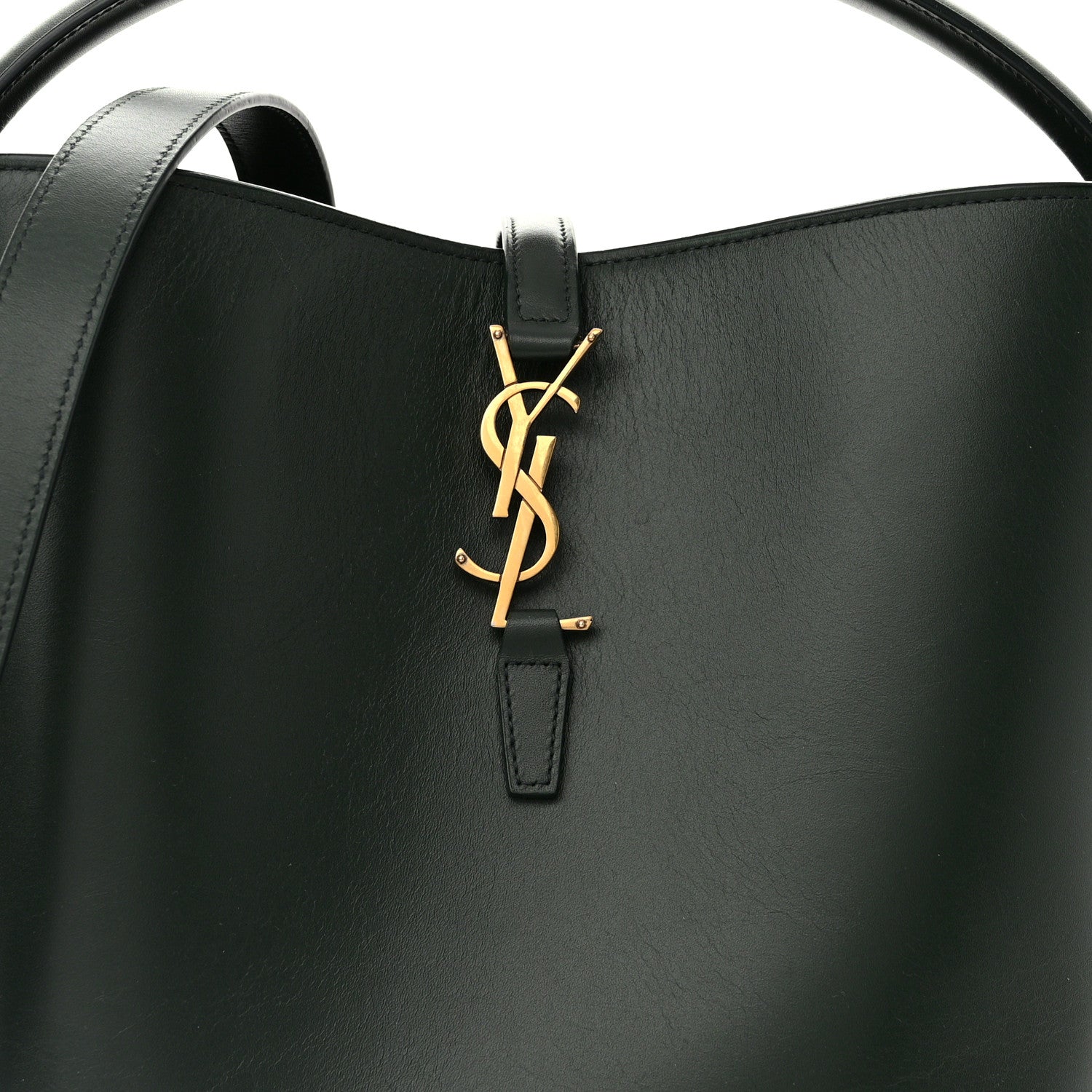 Saint Laurent Shiny Calfskin Le 37 Bucket Bag Vert Fonce 9 of 13