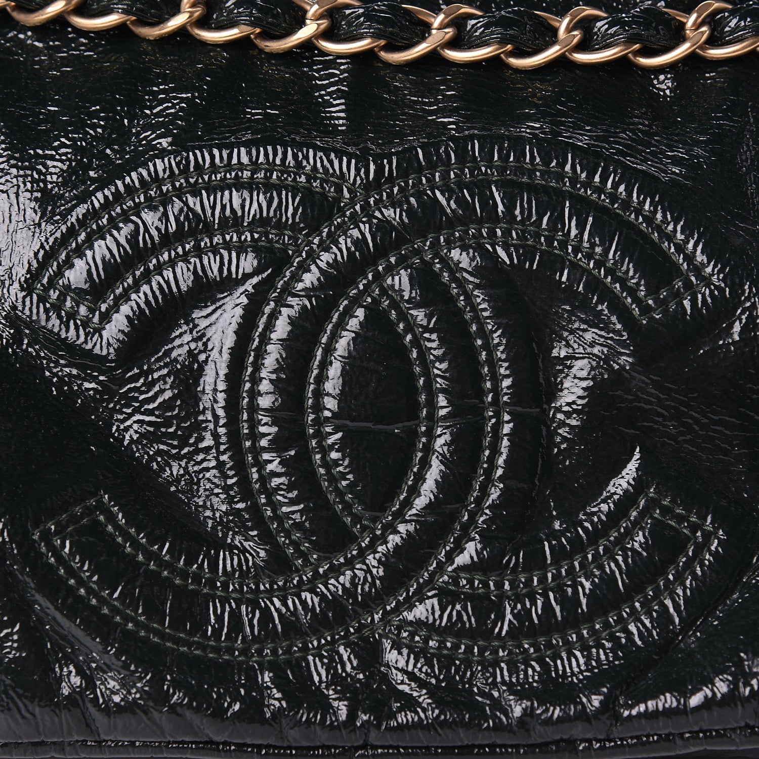 Chanel Vinyl Rock and Chain XL Flap Dark Green 13 of 13